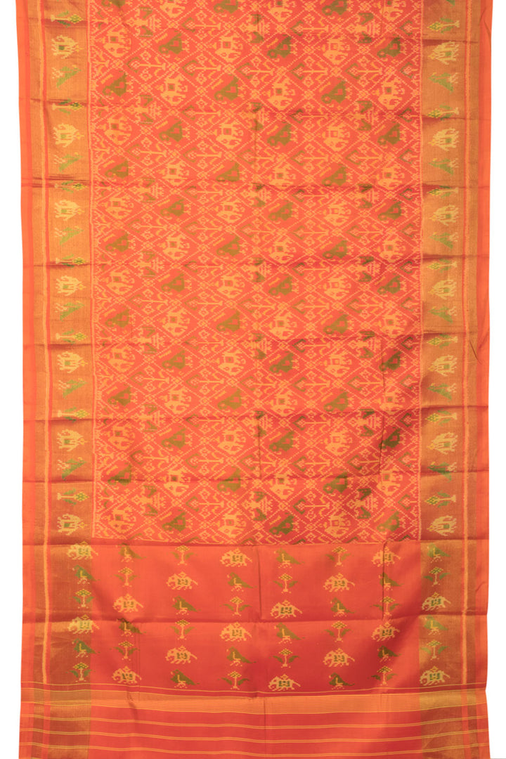 Orange Handloom Patola Ikat Silk Saree 10059752