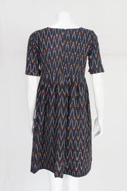 Black Handloom Ikat Cotton Dress 10060385