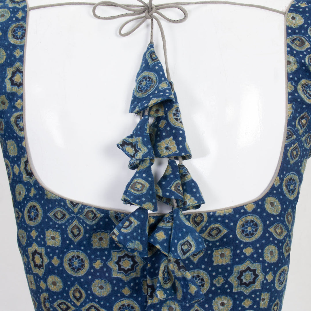 Blue Ajrakh Printed Cotton Blouse 10061447