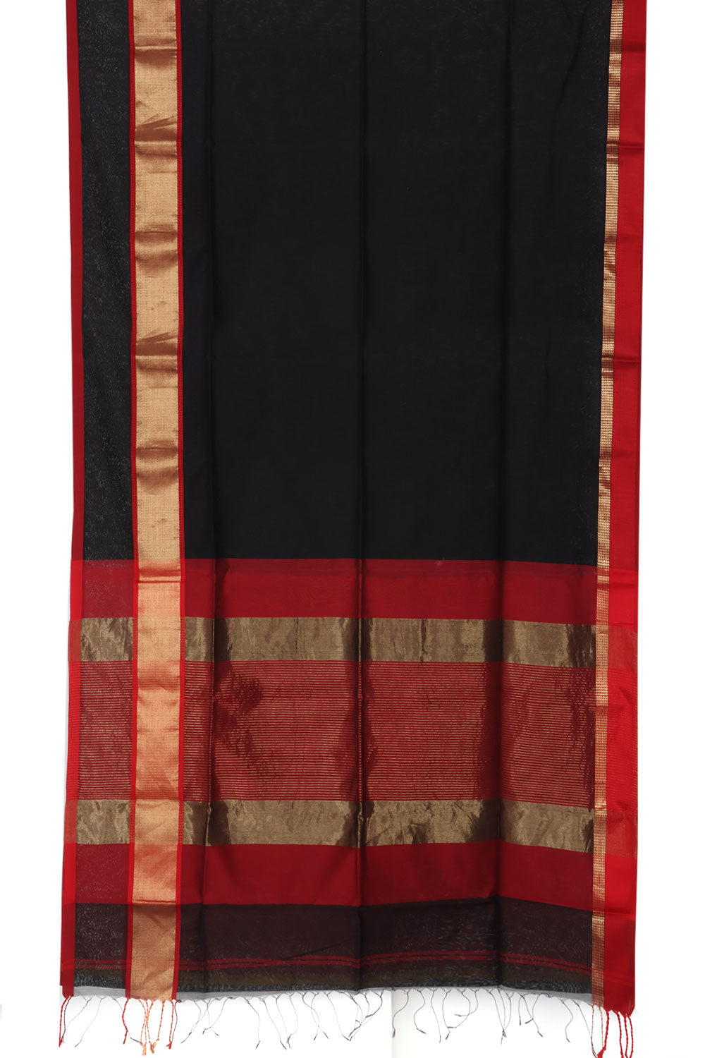 Black Handloom Maheshwari Silk Cotton Saree 10060455