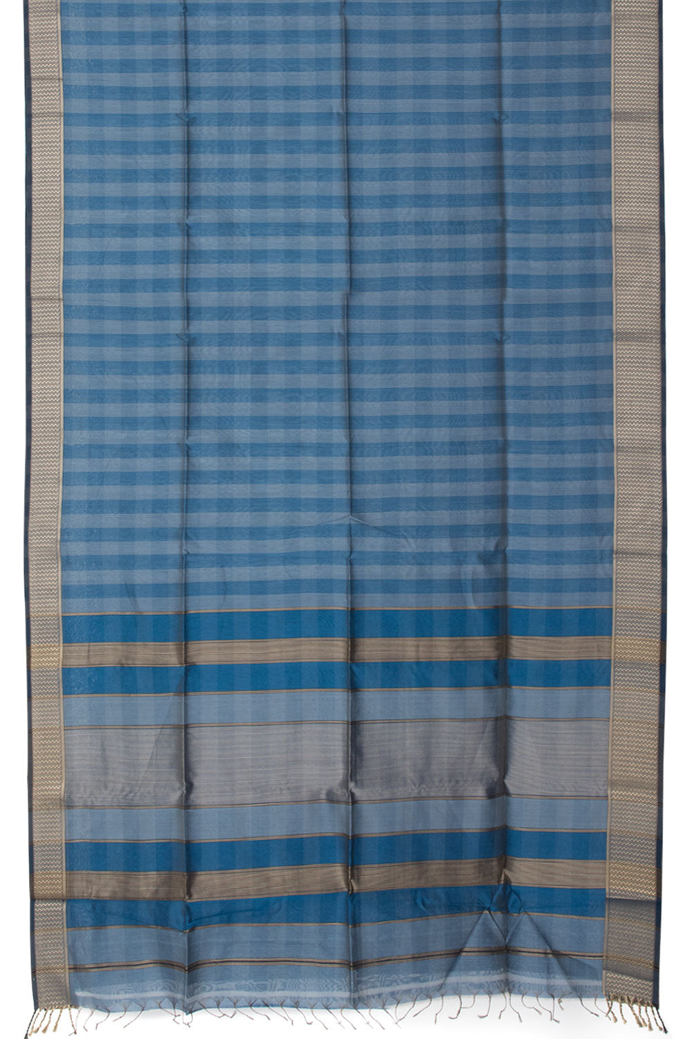 Blue Handwoven Maheshwari Silk Cotton Saree 10060463
