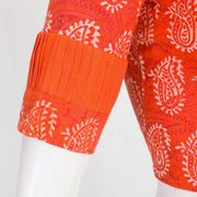 Orange Hand Block Printed Cotton Blouse 10061052