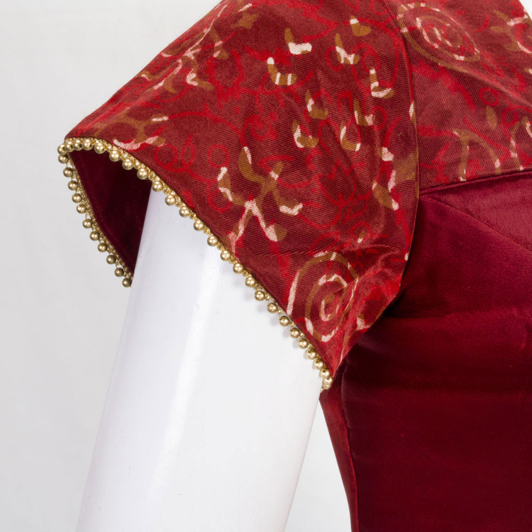 Red Ajrakh Printed Modal Silk Blouse 10061060