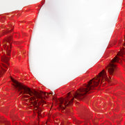 Red Ajrakh Printed Mashru Blouse 10061185