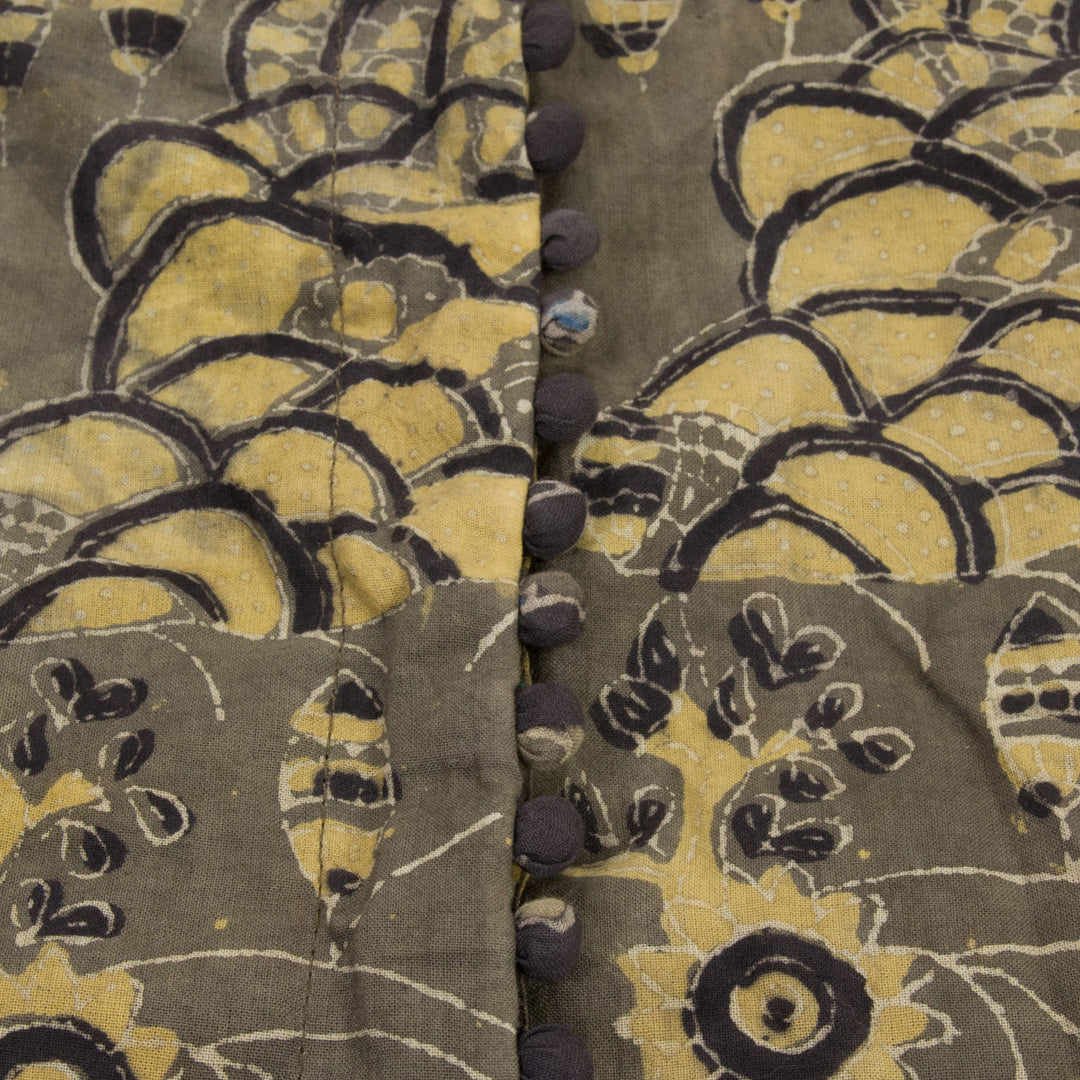 Greyish Brown Dabu Printed Cotton Blouse 10061188