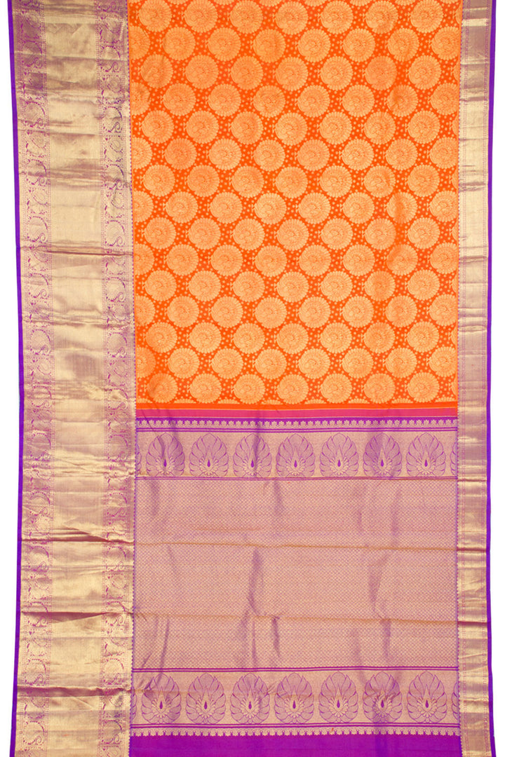 Orange Handloom Pure Silk Tissue Zari Dharmavaram Saree 10061213