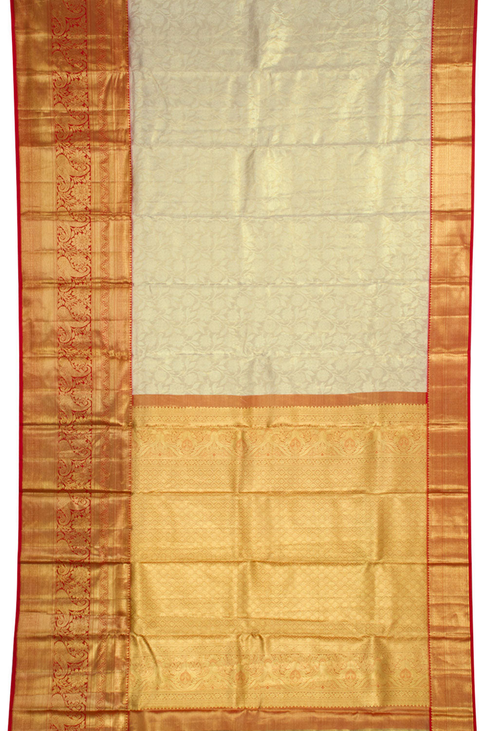Cream Handloom Pure Silk Tissue Zari Dharmavaram Saree 10061245