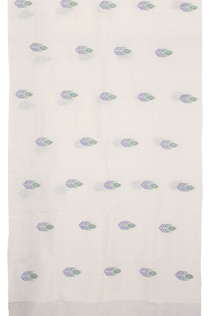 White Handloom Jamdani Linen Saree 10061401