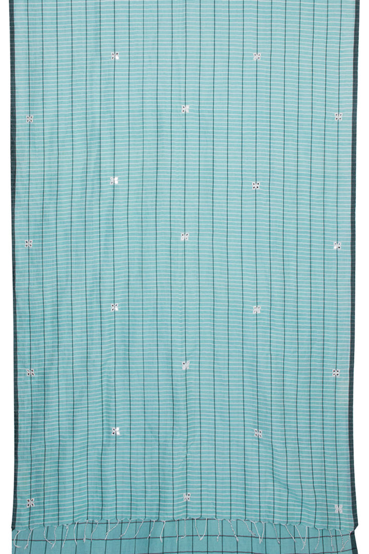 Blue Handloom Linen Saree 10061409
