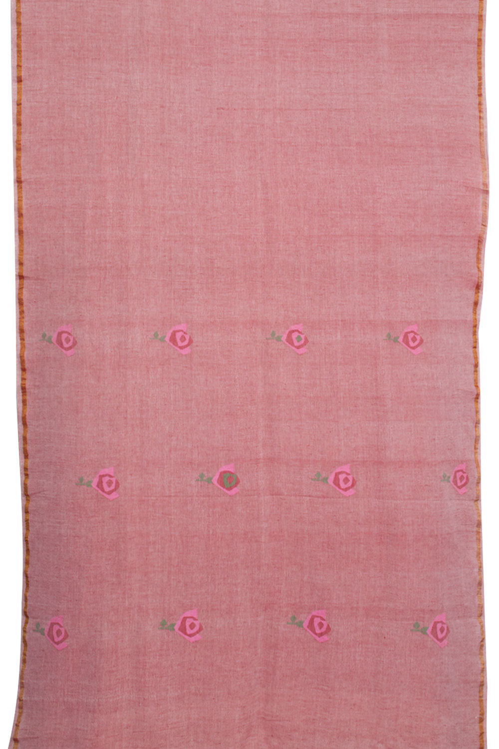 Red Handloom Jamdani Linen Cotton Saree 10061411