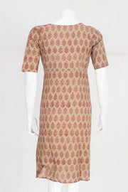 Beige Hand Block Printed Cotton Dress 10061603