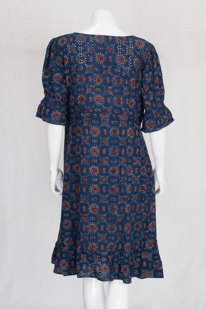 Blue Handcrafted Ajrakh Printed Cotton Dress 10061607