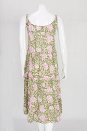 Green Hand Block Printed Cotton Dress 10061609