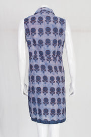 Blue Handcrafted Ajrakh Printed Sleeveless Cotton Kurta 10061685