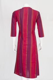 Red & Purple Hand Embroidered Cotton Kurta 10061688