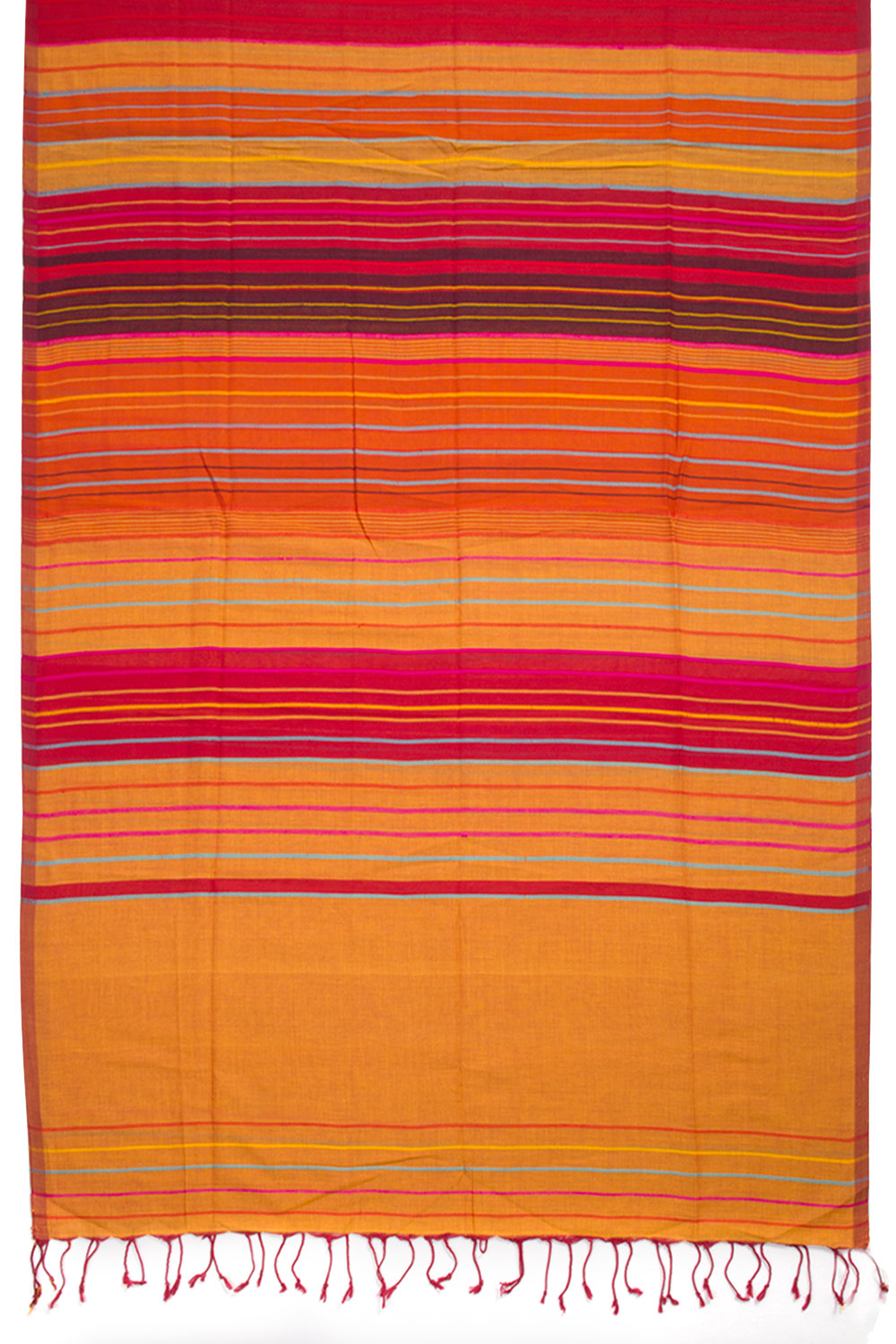 Orange Handwoven Cotton 3-Piece Salwar Suit Material 10061879