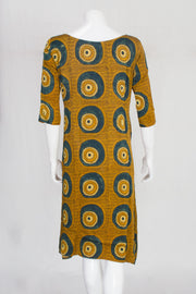 Mustard Yellow Ajrakh Printed A line Model Silk Kurta 10062167