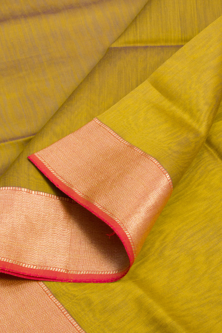 Yellow  Maheshwari Silk Cotton 2 pc Salwar Suit Material 10062201