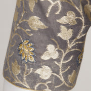 Grey Aari Embroidered Banarasi Silk Cotton Blouse 10062279