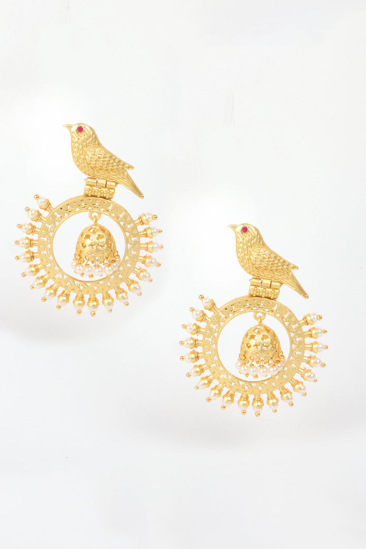 Handcrafted Gold Tone Bird Earrings