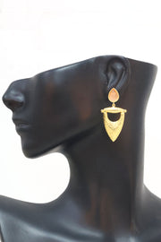 Handcrafted Gold Tone Brass Drop Earrings 10061358