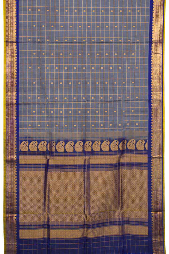 Grey Handloom Gadwal Silk Cotton Saree 10060533