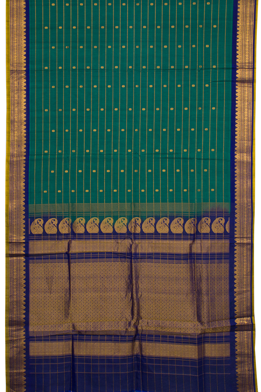 Green Handloom Gadwal Silk Cotton Saree 10060534