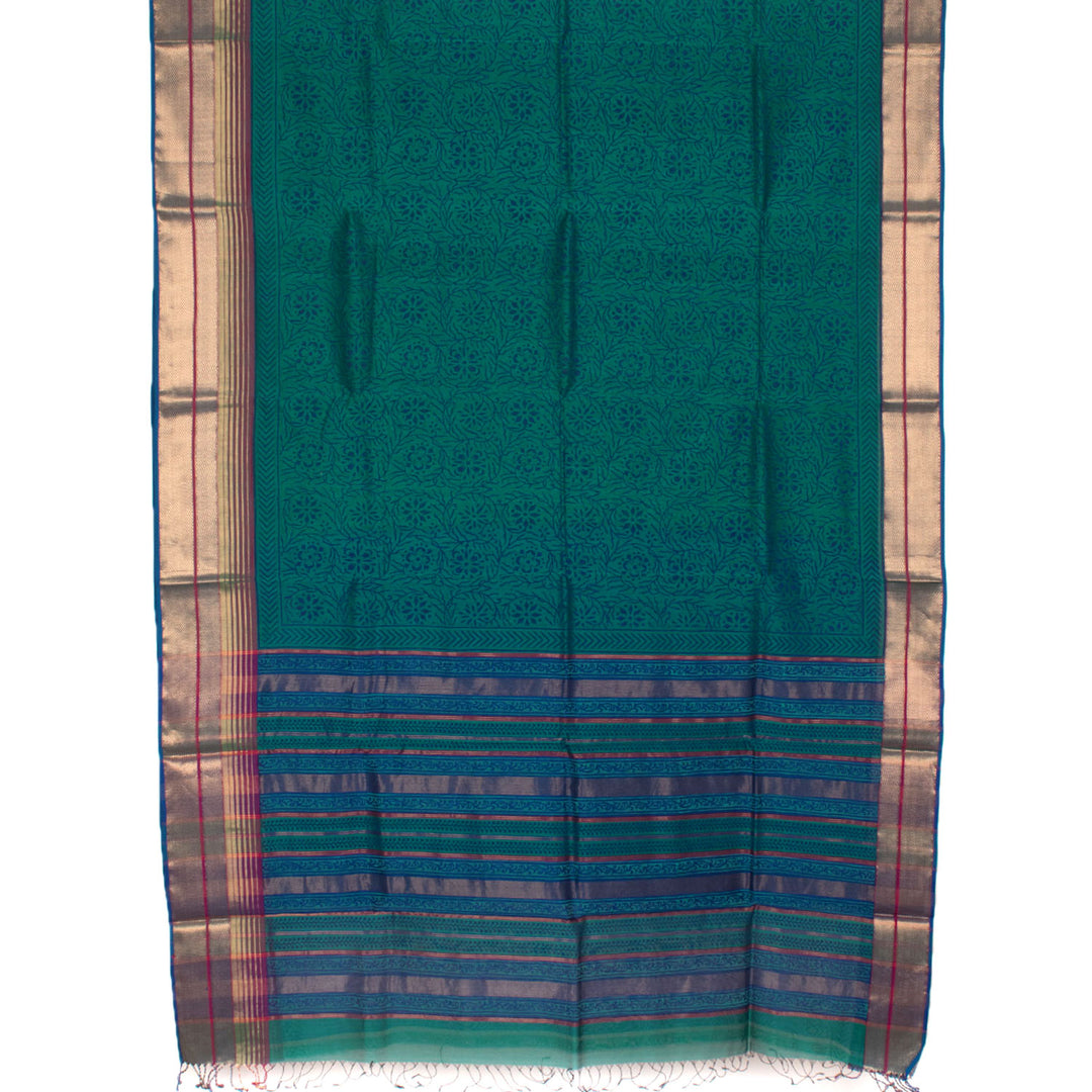 Hand Block Printed Maheshwari Silk Cotton Saree 10054152