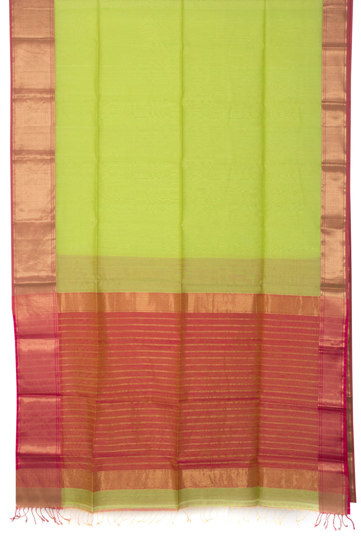 Spring Green Handloom Maheswari Silk Cotton Saree 10060252