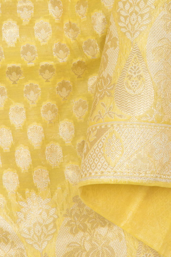 Yellow Banarasi Silk Salwar Suit Material 10061158