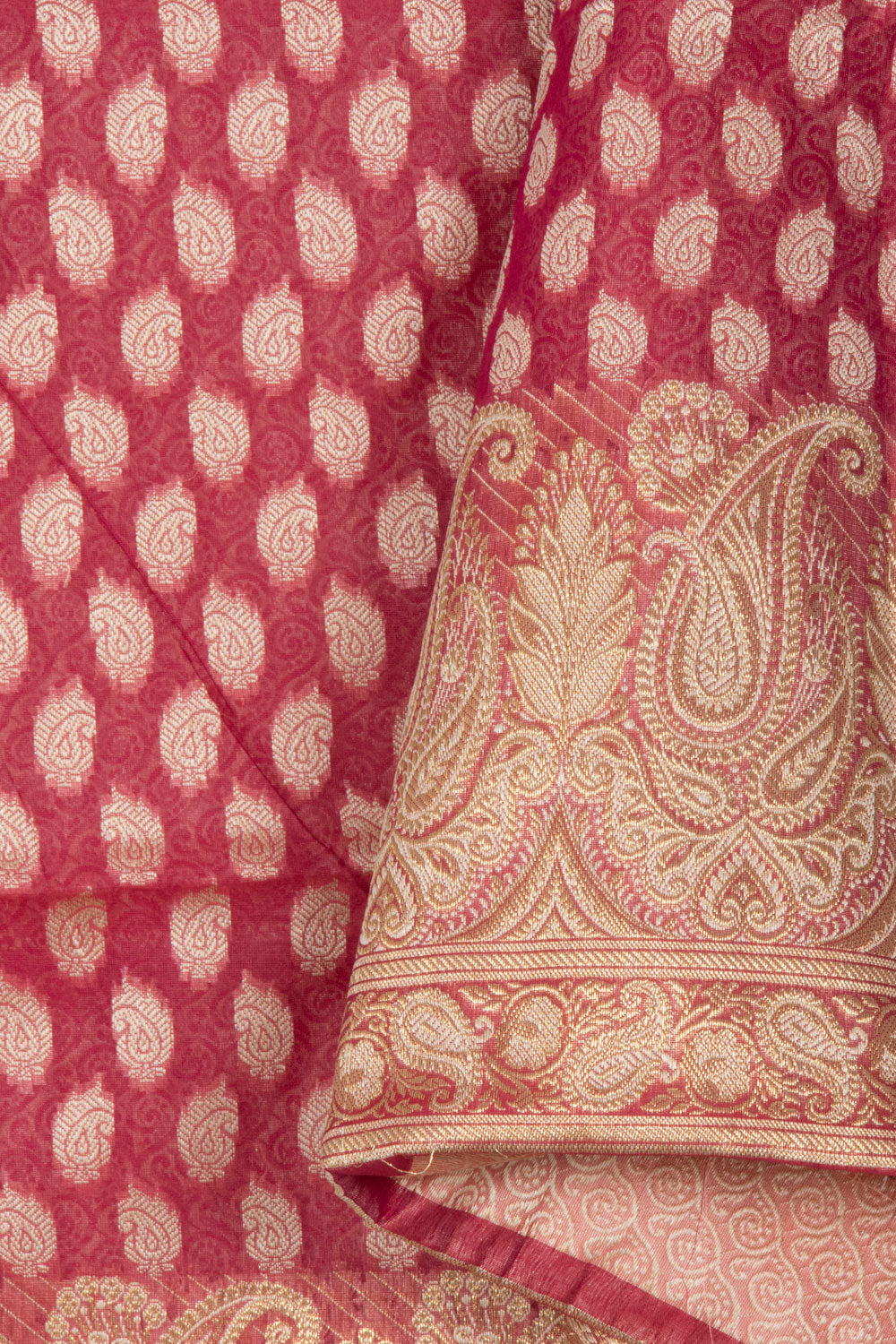 Amaranth Pink Banarasi Cotton Salwar Suit Material 10061166