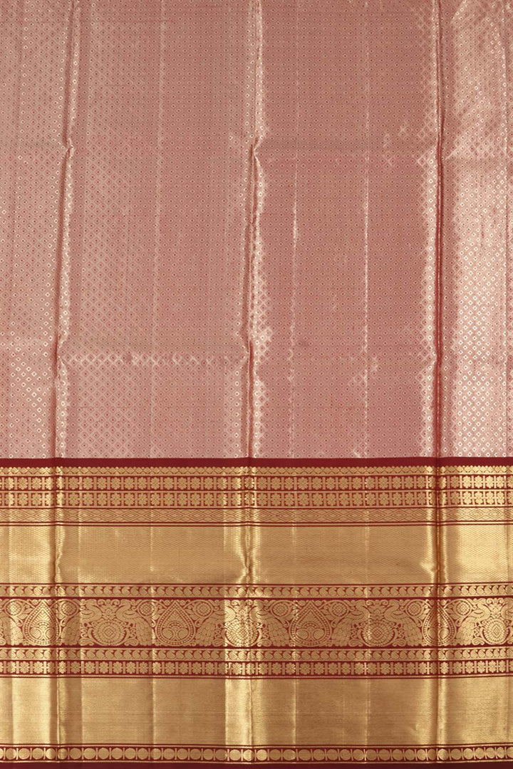 Glittering Silver Kanjivaram Tissue Pattu Pavadai Material 10059636