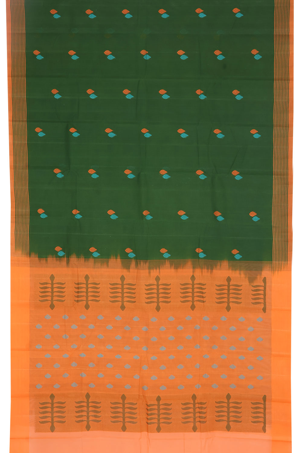 Grass Green Handwoven Kanchi Cotton Saree 10059656