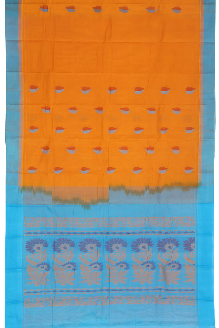Rusty Orange Handwoven Kanchi Cotton Saree 10059657