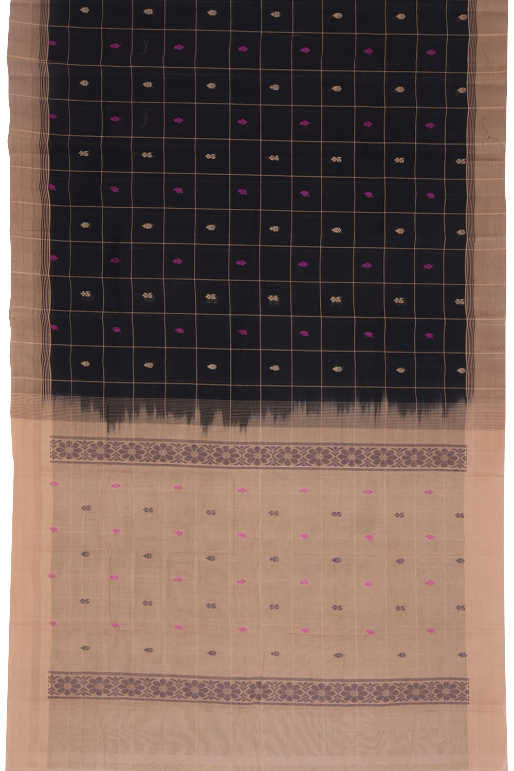 Midnight Black Handwoven Kanchi Cotton Saree 10059658
