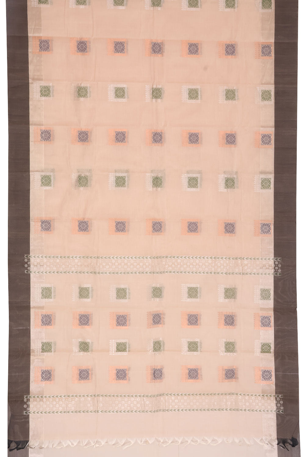 Soft Beige Handwoven Kanchi Cotton Saree 10059668