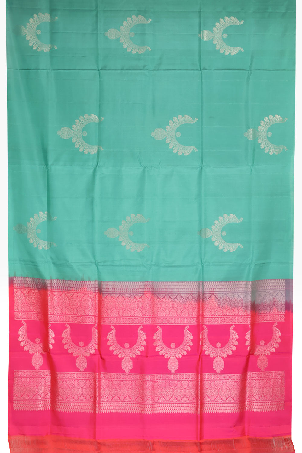Emerald Green Borderless Kanjivaram Soft Silk Saree 10059797