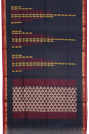 Navy Blue Handwoven Kovai Cotton Saree 10059927