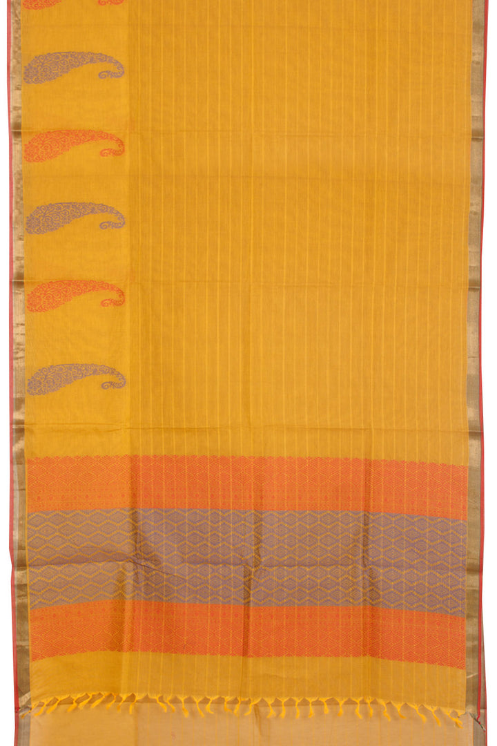 Cyber Yellow Handwoven Kovai Cotton Saree 10059929