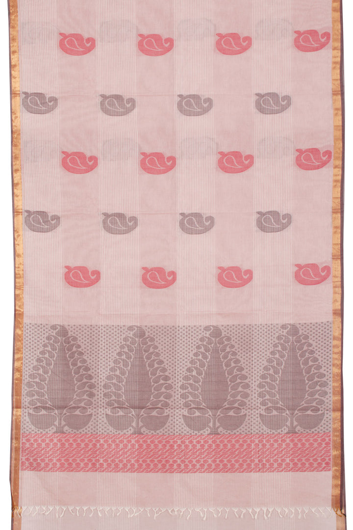 Taupe Pink Handwoven Kovai Cotton Saree 10059939