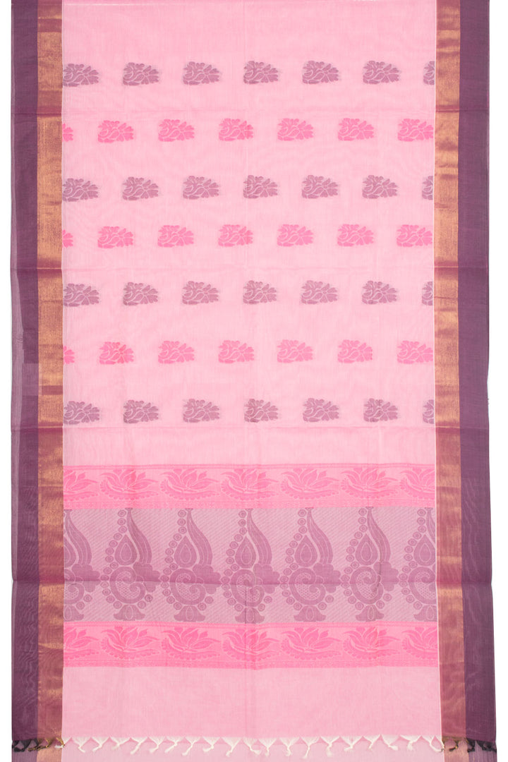 Cherry Blossom Pink Kovai Cotton Saree 10059950