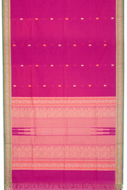 Bright Pink Handwoven Kanchi Cotton Saree 10059972