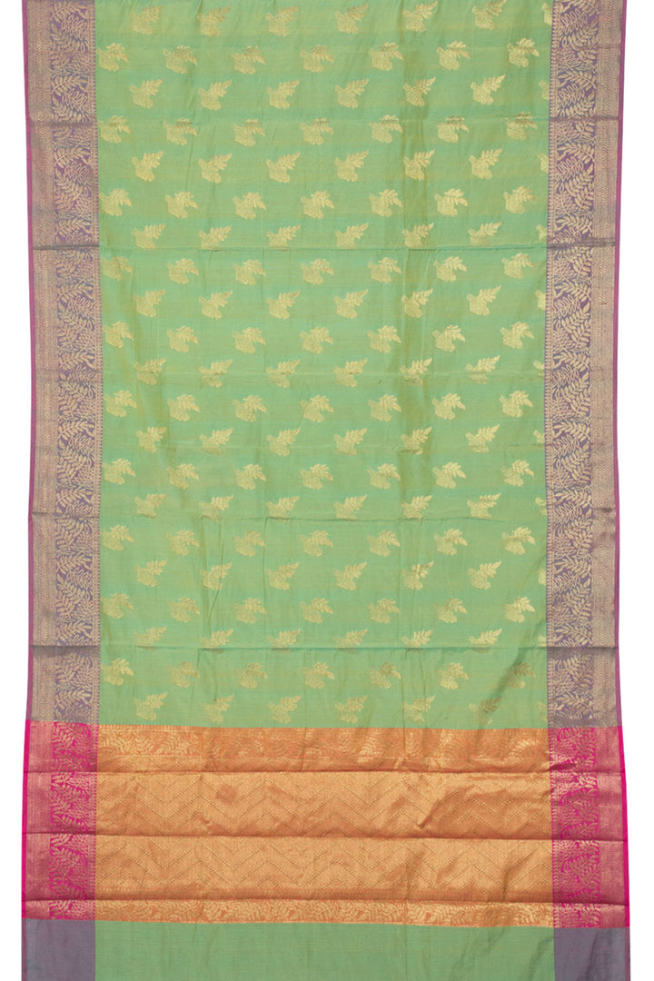 Spring Green Handloom Banarasi Cotton Saree 10061115