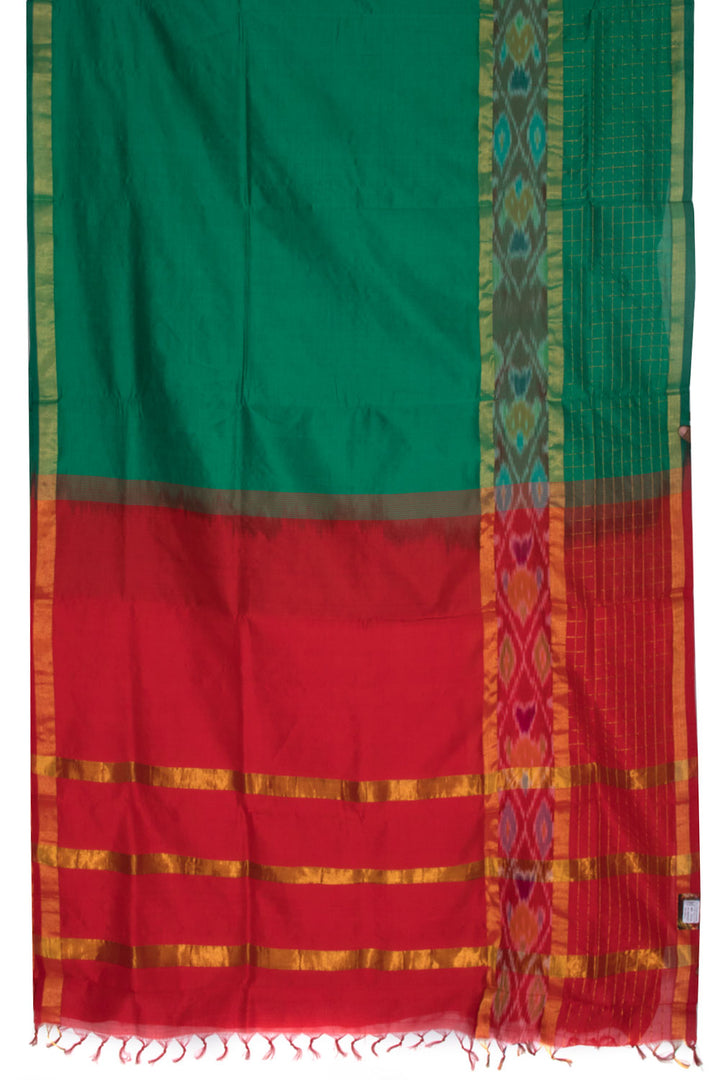Green Handwoven Silk Cotton Saree 10060194