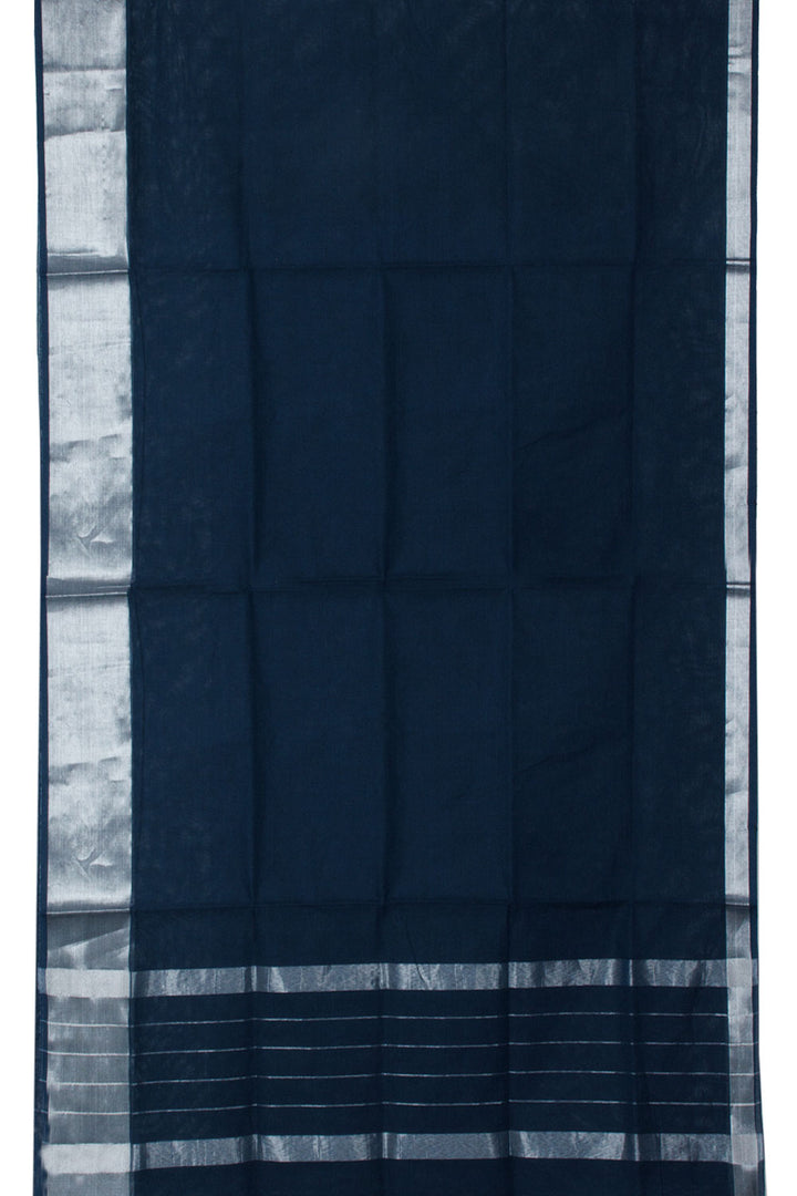 Teal Blue Handwoven Solapur Cotton Saree 10060209