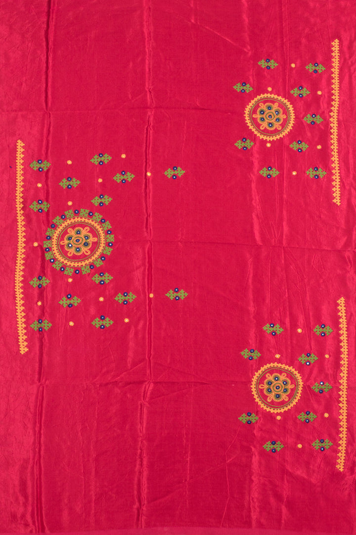Pink Rabari Embroidered Mashru Blouse Material 10059171