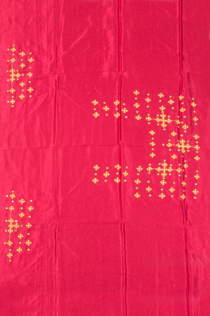 Pink Rabari Embroidered Mashru Blouse Material 10059175