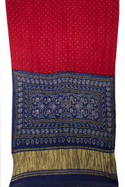 Tomato Red Handcrafted Bandhani Gajji Silk Saree 10058344