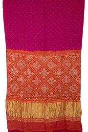 Orchid Purple Handcrafted Bandhani Gajji Silk Saree 10058345