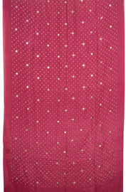 Berry Red Handcrafted Bandhani Mulberry Silk Saree 10059050